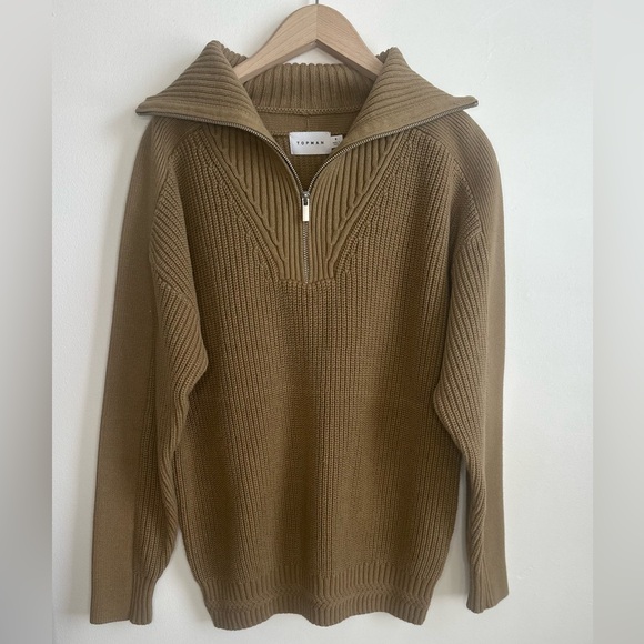 Topman Other - Topman Olive Zip-Up Sweater for Men